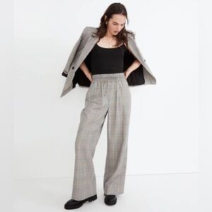 Madewell Women's Carley Wide-Leg Pants in Plaid pull-on pants size XS office